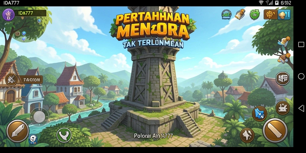 Screenshot IDA777 menunjukkan pertahanan menara yang strategis dalam aksi.