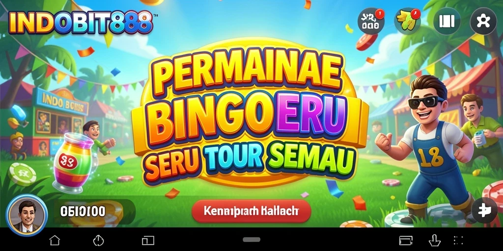 Screenshot gameplay INDOBIT88 dengan antarmuka Bingo yang menarik.