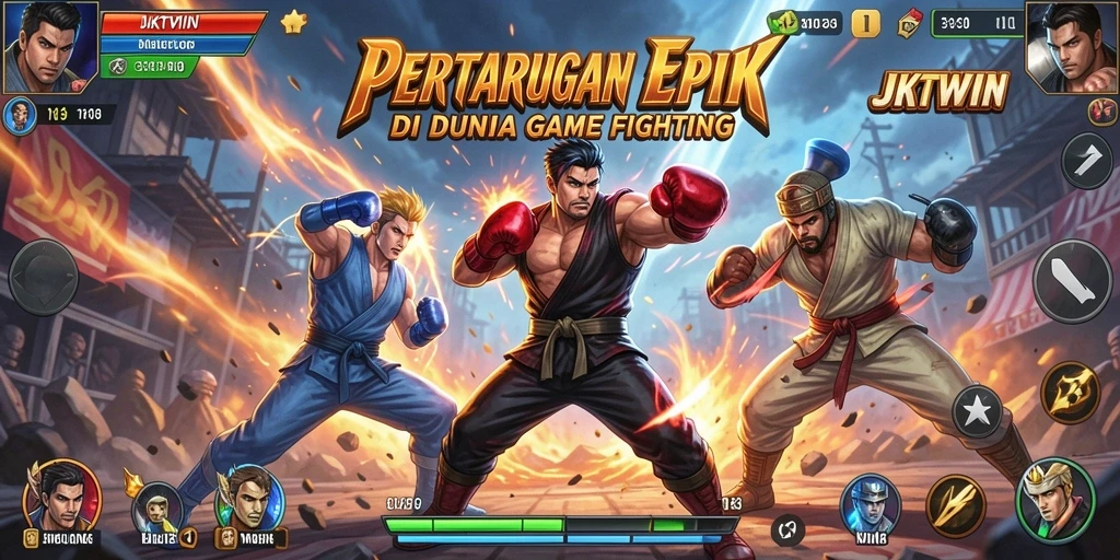 Screenshot gameplay JKTWIN menampilkan pertarungan seru antar karakter.