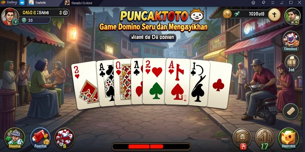 Tampilan gameplay seru dari PUNCAKTOTO dalam permainan domino.